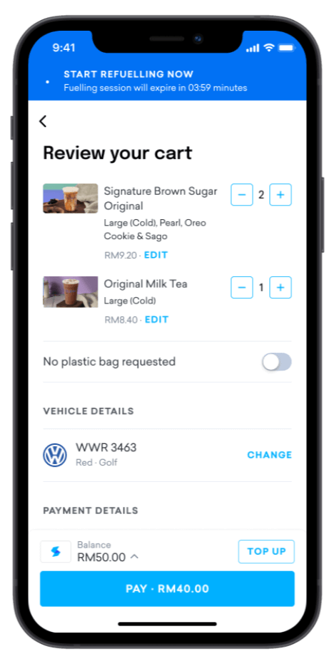 Review Cart Start Refuel Tealive