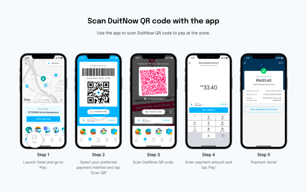 Scan DuitNow QR code with Setel