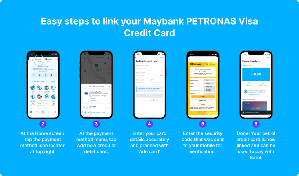 Steps to link Setel with Maybank PETRONAS Visa Credit Card