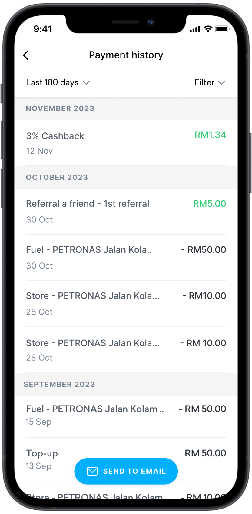 Payment History With Cashback
