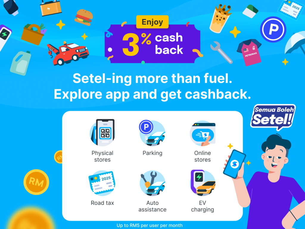 3% Setel Cashback on selected features.