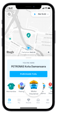 Step 1 Open the app and select Motor Insurance at the home page.
